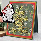お買い得  壁のステンシル-1pc クリスマスツリー新年あけましておめでとうございます切削ダイスクリスマスギフト紙ダイカットテンプレート