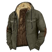 economico Felpa con cappuccio in pile-Per uomo Felpa con cappuccio Felpa con cappuccio a zip intera Sherpa Linend Marrone Cachi Con cappuccio Liscio Tasche Sportivo Giornaliero Per eventi Vintage Streetwear Informale Autunno inverno