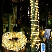 cheap Solar String Lights-Solar Rope Lights Outdoor Waterproof with Remote Control, 50M-500Led/100M-1000Led Solar String Light, 8 Modes, Extra Long Fairy Lights with Timer Solar Tube, Suitable for Garden Terrace, Courtyard