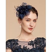cheap Fascinators-Elegant Feather Net Fascinators Hats with Feathers Fur Floral 1PC Special Occasion Kentucky Horse Race Ladies Day Headpiece dress to impress Race Day Dress