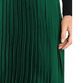 preiswerte Schlichte Röcke-Damen Rock Schaukel Langer Rock Elegant Modisch Maxi Hoher Taillenbund Röcke Einfarbig Gefaltet Asymmetrischer Saum Party Strasse Schwarz Weiß Wein Dunkelgrün Frühling Sommer Satin