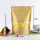 olcso Események és buli kellékek-100db/tétel nátronpapír zacskó önzáródó állótasak átlátszó ablakkal szárított élelmiszer/snack/gyümölcs/tea/ajándék csomagoláshoz