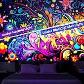 Χαμηλού Κόστους Μαύρισμα ταπετσαρία-blacklight ταπετσαρία uv αντιδραστική λάμψη στη σκοτεινή λάμψη πάρτι νέον trippy ομιχλώδης φύση τοπίο κρεμαστή ταπισερί τοίχου τοιχογραφία για κρεβατοκάμαρα σαλονιού