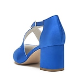 cheap Semi-Formal-Elegant Women&#039;s White Satin Pointed Toe Block Heels – Crisscross Strap Design for Weddings, Formal Parties, and Special Occasions