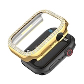baratos Capa Smartwatch-2 por Pacote Estojo de relógio com protetor de tela Compatível com Apple Watch Series 8 7 41mm 45mm / Series 6 5 4 SE 40mm 44mm / Series 3 2 1 38mm 42mm Resistente a riscos Bling Diamond Limpar HD