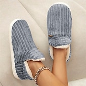 ieftine Flip-Flops de Damă-papuci de casă roz de pluș pentru femei, cu căptușeală din lână – pantofi confortabili, anti-alunecare, pentru confortul casei