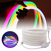 cheap Neon LED Lights-Waterproof 360 Round Neon Led Light Strip 220V-240V Tube Flexible Rope Lights Pool Light Strip Holiday Home Decoration for Indoors Outdoors DIY Decor