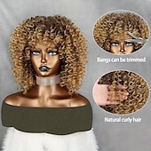 billige Parykker av topp kvalitet-myk og stilig 14 tommers blond afro krøllet parykk for kvinner - perfekt for 70-tallet og kinky krøllete hår - syntetisk fibermateriale for langvarig bruk