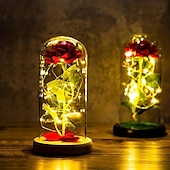 cheap Decorative Lights-Eternal Rose LED Light: Add a Romantic Glow to Your Home with a Foil Flower Table Lamp - Perfect for Room Decor, Wedding Favors, Valentines Day Gift, Girlfriend Night Lights!