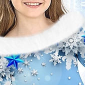 cheap 3D Shining Vision Dress-Girls&#039; 3D Snowflake Dress Long Sleeve 3D Print Fall Winter Sports &amp; Outdoor Daily Holiday Cute Casual Beautiful Kids 3-12 Years Casual Dress Swing Dress A Line Dress Above Knee Polyester Regular Fit