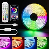 お買い得  ＬＥＤストリップライト-5v usb rgb cob ledライトストリップ1-3メートル変色ストリップライトテレビバックライトマルチカラーフレキシブルキャビネットボトムベルト音楽アプリコントローラー寝室キッチンホームdiy照明に適しています