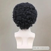 abordables Perruques Synthétiques Sans Bonnet-10 pouces afro crépus bouclés perruques de cheveux pour hommes moelleux doux perruques de remplacement de cheveux entièrement fabriqués à la machine perruques de cheveux synthétiques couleur noire