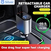 olcso Autós töltő-starfire fém visszahúzható autós töltő szupergyors töltés 100w autós szivargyújtó usb port adapter autós töltő kábellel
