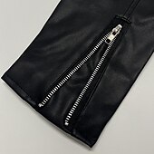 levne Bundy z umělé kůže-Dámské Deri Ceketler Bunda Pohodlné Kapsy Celý zip Na běžné nošení Pevná barva ulice Denní Zip Krátké Standardní Přehnutý Běžný Dlouhý rukáv Svrchní oděvy Černá Fialová Vodní modrá Podzim Zima