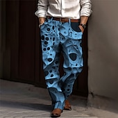 お買い得  ゆるい-スケルトン 抽象画 ゴシック 男性用 3Dプリント スーツ パンツ アウトドア ストリート 仕事に着る ポリエステル ホワイト イエロー ブルー S M L ハイウエスト 弾性 パンツ