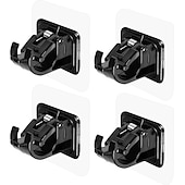 cheap Storage &amp; Organization-4Pcs Self Adhesive Curtain Rod Bracket Punch-free Curtain Rod Clips Nail-Free Hook Adjustable Shower Curtain Rod Hanging Holder
