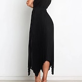 preiswerte Schlichte Röcke-Damen Rock Schaukel Langer Rock Elegant Modisch Maxi Hoher Taillenbund Röcke Einfarbig Gefaltet Asymmetrischer Saum Party Strasse Schwarz Weiß Wein Dunkelgrün Frühling Sommer Satin