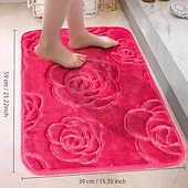 preiswerte Läufer und Teppiche-1 Stück Badvorleger, Rosenblüten-Muster, Badezimmer-Badematte, Flanell, rutschfester Teppich, Badewannen-Bodenteppich, Duschraum-Fußmatte, Memory-Schaum-Matte, waschbarer Teppich