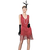levne oblečení-Retro Řvoucí 20s 20. léta 20. století Bubenové šaty Úbory Sada příslušenství Velký Gatsby Svatební host Flitry Třásně Flitry Třásně Do V Dámské předvečer Všech svatých Karneval Plesová maškaráda