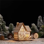 levne Vánoční osvětlení-vánoční led světlo dřevěný dům svítící luxusní bungalov vánoční dekorace domácí dekorace víla noční lampa přívěsek dětský dárek 1ks
