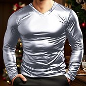 voordelige basis t-shirts-Voor heren T-shirt Shirt met lange mouwen Lange mouw Coltrui Lente &amp; Herfst Effen Modieus Ontwerper Basic Vakantie Straat Uitgaan Zwart Goud Grijs Top T-shirt voor mannen