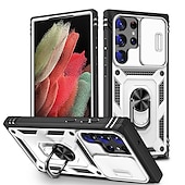 baratos Capa Samsung-Capinha para Samsung Galaxy S23 S22 Plus Ultra S21 Ultra A14 A54 A52 S25 Ultra Capa Traseira com Suporte Anel Protetor de Lente de Câmera PC