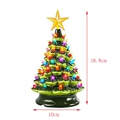cheap Christmas Lights-Christmas Tree Ceramic Christmas Tree Tabletop Decoration LED Light Hand-Painted Vintage Christmas Holiday Decoration 1PC