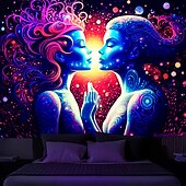olcso Feketeművilágítás-blacklight gobelin uv reaktív világít a sötétben ragyogás buli neon trippy ködös párbaj női akasztós gobelin fali művészeti falfestmény nappali hálószobába