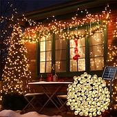 economico Striscie luci ad energia solare-1 stringa di luci solari per esterni - 8 modalità di luce decorativa da giardino, illuminazione notturna d&#039;atmosfera per balconi esterni, decorazioni per Natale, Halloween, San Valentino e feste