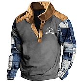 economico Felpe 3D da uomo-Per uomo Pop art Color Block Cowboy Felpe Felpa Manica lunga Felpa Colletto alla coreana Giornaliero Informale Vintage retrò Stampa 3D Da mare Sportivo Per eventi Stampa Primavera &amp; Autunno
