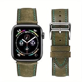 cheap Apple Watch Bands-Leather Band Compatible with Apple Watch band 38mm 40mm 41mm 42mm 44mm 45mm 49mm Rugged Luxury Adjustable Genuine Leather Strap Replacement Wristband for iwatch Series Ultra 8 7 SE 6 5 4 3 2 1
