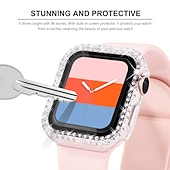 baratos Capa Smartwatch-2 por Pacote Estojo de relógio com protetor de tela Compatível com Apple Watch Series 8 7 41mm 45mm / Series 6 5 4 SE 40mm 44mm / Series 3 2 1 38mm 42mm Resistente a riscos Bling Diamond Limpar HD