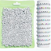 preiswerte Perlenherstellungsset-800 Stück Buchstabenperlen in 28 Stilen, bunte Perlen mit lächelndem Gesicht, Herzperlen-Set für DIY-Armbänder, Halsketten, Ohrringe, Kunsthandwerk, Kleinunternehmen, Schmuckherstellungsbedarf