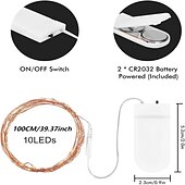 abordables Lumières de Noël-1 guirlande lumineuse de 1 m à 10 LED – Lampe luciole étoilée étanche à piles – Parfaite pour la décoration de la maison. &amp; les mariages !