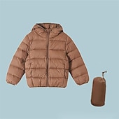 preiswerte Mädchen Daunen- und Parkajacke-Kinder Mädchen Daunenjacke Einfarbig Aktiv Reißverschluss Outdoor Mantel Oberbekleidung 2-12 Jahre Winter Regenbogenfarben Kaffeefarbe Rosa
