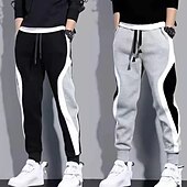 abordables Pantalones de deporte-Hombre Pantalones de Deporte Pantalón Jogger Persona que practica jogging Retazos Bolsillo Correa Bloque de color Comodidad Transpirable Exterior Diario Noche Moda Casual Negro Gris