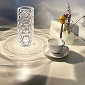 cheap Decorative Lights-1pc Crystal Rose Ambiance Lamp, Bedroom Bedside Lamp, LED Night Light, Romantic Mood Lamp, Birthday Gift LED Touch with Remote Control