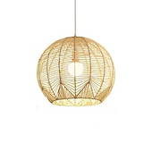 olcso Lámpás dizájn-bambusz függőlámpa 30cm boho lámpatest, kézzel szőtt fonott függőlámpa, rattan csillárok étkező konyhába sziget hálószoba előszoba 110-240v