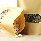 olcso Események és buli kellékek-100db/tétel nátronpapír zacskó önzáródó állótasak átlátszó ablakkal szárított élelmiszer/snack/gyümölcs/tea/ajándék csomagoláshoz