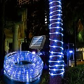 cheap Waterproof Strip Lights-1 Pack Solar Rope Lights Outdoor Waterproof LED String Lights, Garland Fairy Garden Light Strings, Outdoor Christmas Halloween Wedding Party Decor, 7M-50Led/12M-100Led/20M-200Led/30M-300Led