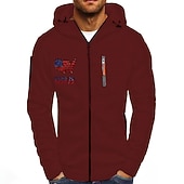 economico Motivo della Bandiera-Per uomo Stampe astratte Bandiera americana Felpe Manica lunga Felpe Con cappuccio Di tendenza Giornaliero Da mare Per uscire Primavera &amp; Autunno Bianco Rosso Blu marino Abbigliamento progettista S M