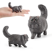cheap Building Toys-PVC Solid Simulation Pet Cat Model Black And White Cat Stretched Lazily Cat Playing With Cat Tabletop Decoration Small Ornaments
