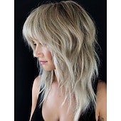 baratos Perucas Sintéticas sem Touca-perucas longas em camadas perucas de penteado lisonjeiro perucas loiras brilhantes com raízes profundas perucas para mulheres caucasianas para festa diária perucas de festa de natal
