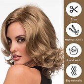 economico parrucca più vecchia-parrucche corte ricce bionde per le donne bianche parrucche bob bionde miste marroni con riflessi parte laterale parrucche sintetiche naturali per capelli da donna corte