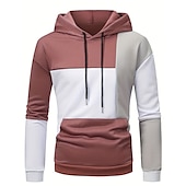 billiga bashuvtröjor för män-Herr Huvtröja Svart Rodnande Rosa Armégrön Blå Huva Färgblock Ficka Sport &amp; Utomhus Dagligen Helgdag Streetwear Häftig Ledigt Vår &amp; Höst Kläder Pull Tröjor