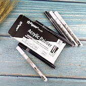 baratos materiais de pintura, desenho e arte-canetas de tinta acrílica 6 unidades / pacote marcadores de tinta preto e branco canetas de tinta para pintura em pedra pedra cerâmica vidro madeira plástico vidro metal tela desenho conjuntos de