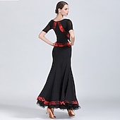 abordables Tenues de danse de salon-Danse de Salon Robe Imprimé Femme Utilisation Entraînement Manche Courte Taille moyenne Tulle Soie Glacée