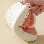 ieftine Flip-Flops de Damă-papuci de casă roz de pluș pentru femei, cu căptușeală din lână – pantofi confortabili, anti-alunecare, pentru confortul casei