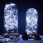 Недорогие Питание от батареек-1 шт. светодиодные гирлянды, на батарейках cr2032, водонепроницаемые гирлянды из медной проволоки, 7 футов 20 светодиодных гирлянд в виде светлячков, для свадебного общежития своими руками, спальни,