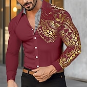 economico camicia da uomo con bottoni-Per uomo Camicia Maglietta informale Camicia con bottoni Abbronzante Ufficio e carriera Ricevimento di matrimonio Nero Bianco Vino Rosso Manica lunga Bavero Primavera &amp; Autunno Abbigliamento Collage